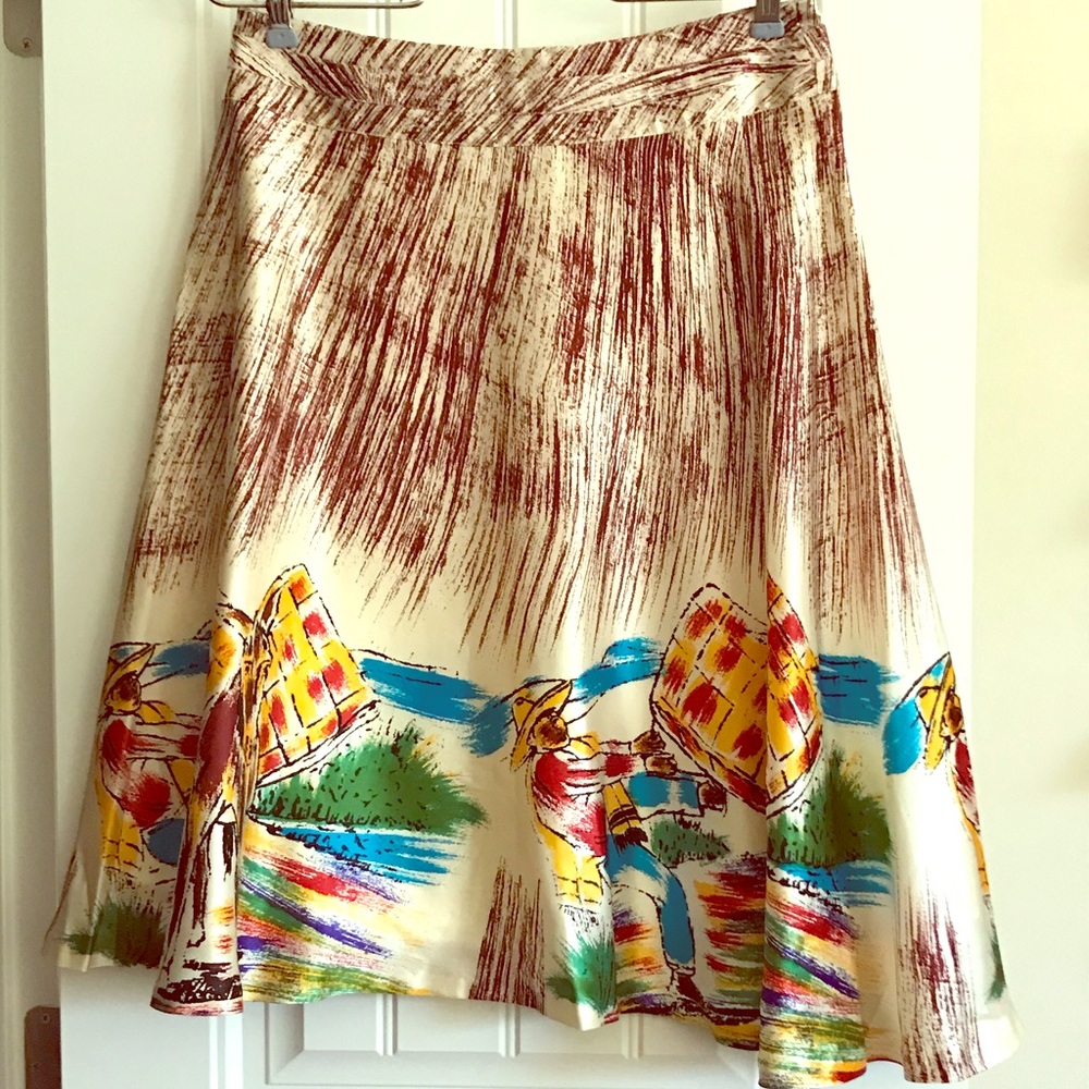 NWT unique Custo silk-like A-line skirt size 2